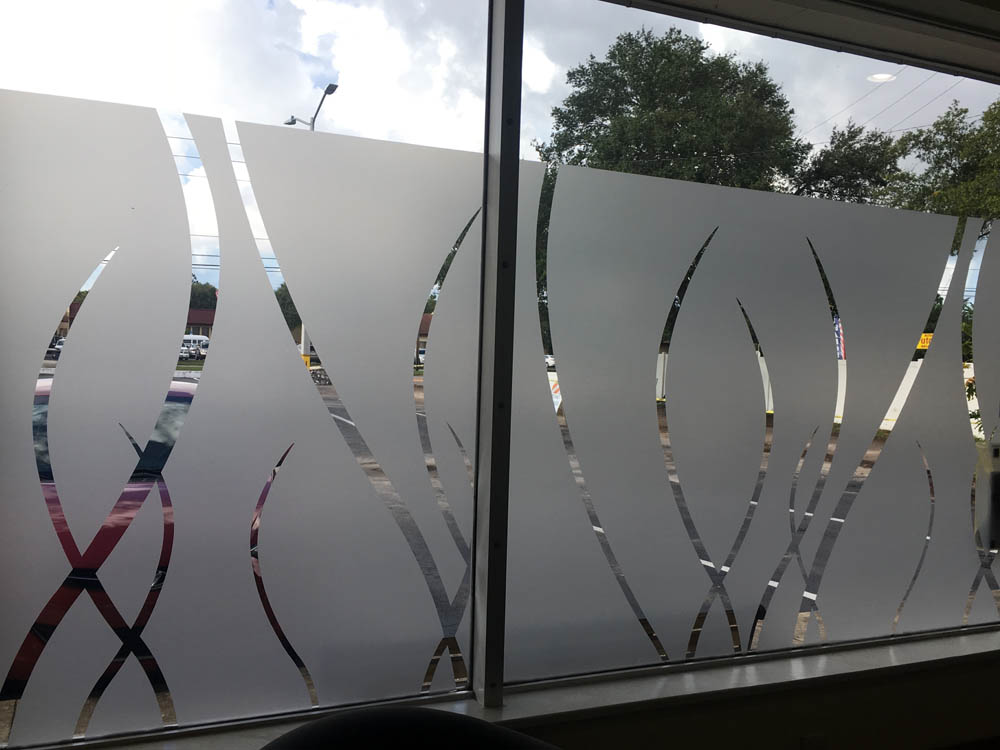 Glass windows with designs