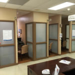 Individual cubicles with glass panels