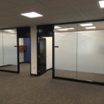 Office rooms with glass windows and doors